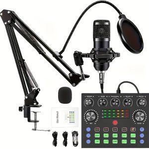 High-end V8s Audio Interface Kit - BM800 Condenser Microphone, Podcast Wired Mic, Ideal for Recording, Broadcasting & Live Streaming