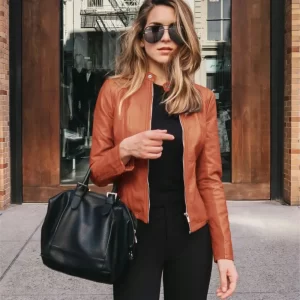 Women's Flight Jacket PU Leather Jacket Zipper Outerwear Autumn Fashion Short Thin Women's Jacket Office Women's Casual Jacket - Playerfashions