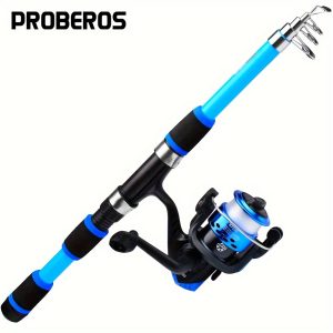 [Fast-Retracting Fishing Rod] PROBEROS Fast-Retracting Lightweight Telescopic Fishing Rod | Baitcasting/Presharged Fishing Pole, Glass Fiber Construction, Extendable Shaft for Freshwater/Saltwater Fishing - Ideal Gift for Anglers (4.9ft/5.6ft), Angler Equipment, Sleek Design, Durable Construction, Outdoor Sportsmen - Playerfashions
