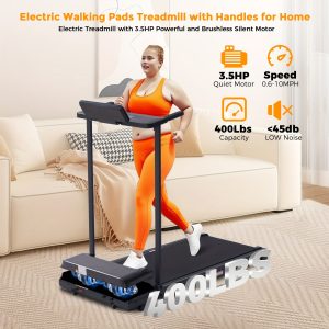 Treadmill With Handles, Small Treadmills Home, Portable Electric Treadmills For Home 400Lbs Capacity, Walking Pad Treadmill, Lightweight Folding Foldable Walking Pad With LED Display, Without Battery - Playerfashions