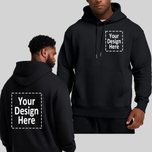 [Customizable Men's Hoodie] Customizable Loose Fit Men's Hoodie - Black | Personalized Front & Back Printing | All-Season Knit Fabric for Gym, Hiking & Casual Wear | Streetwear Sweatshirt with Pockets | Custom Design Your Own Apparel